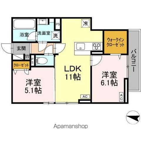 ベルヴィオラ西深津(2LDK/2階)の間取り写真