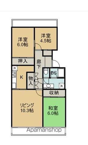 サルヴァトーレ津福(3LDK/2階)の間取り写真