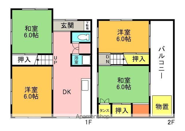 高徳線 佐古駅 徒歩31分 2階建 築54年(4DK)の間取り写真
