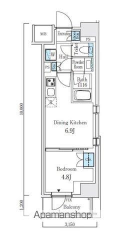テラス駒込サウス(1DK/12階)の間取り写真
