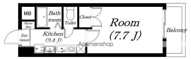 ミラージュ大津京(1K/4階)の間取り写真