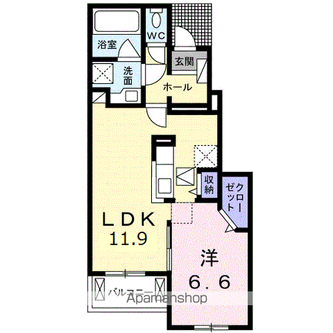 アルコバレーノ(1LDK/1階)の間取り写真