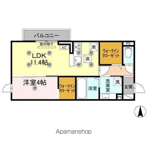 クランツ古川西A棟(1LDK/1階)の間取り写真