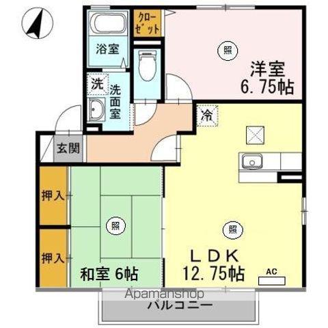 サン カルチェあいおいB(2LDK/1階)の間取り写真