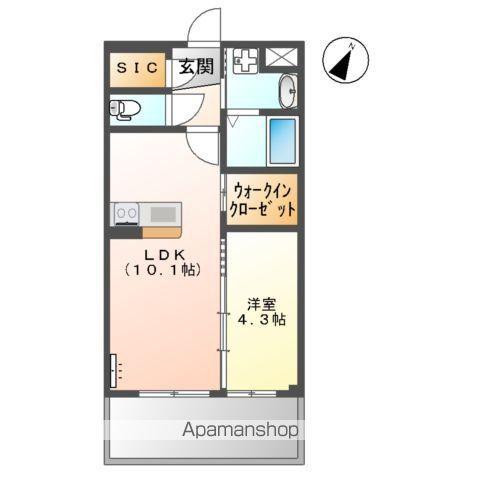 アルファ・スター(1LDK/1階)の間取り写真