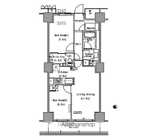 パークアクシス豊洲(2LDK/7階)の間取り写真