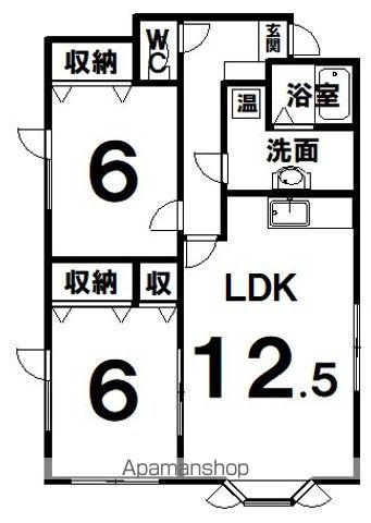 リリーコーポ(2LDK/1階)の間取り写真