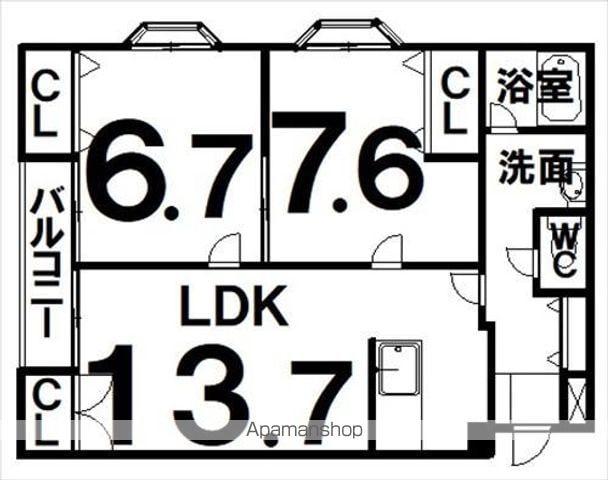 帯広16丁目ビル(2LDK/10階)の間取り写真
