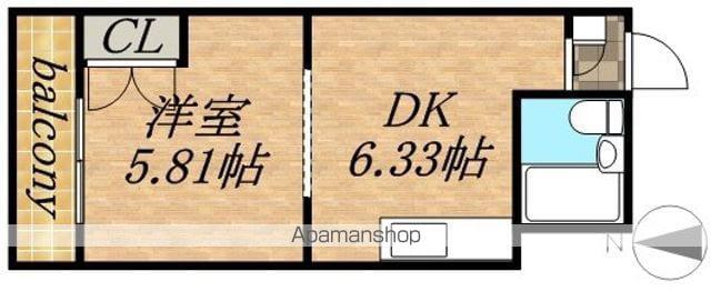 サウスフォーⅠ(1DK/8階)の間取り写真
