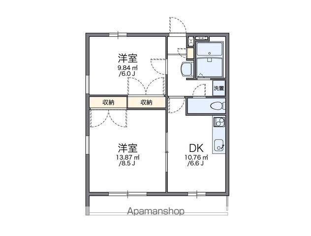 レオパレス城北A(2DK/3階)の間取り写真