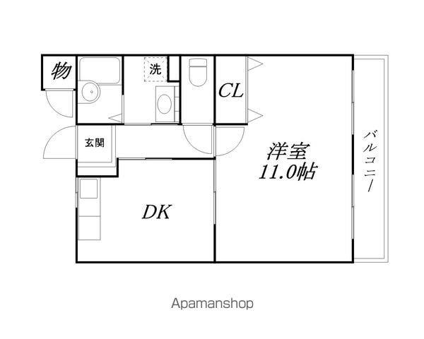 コットンハウス(1DK/2階)の間取り写真