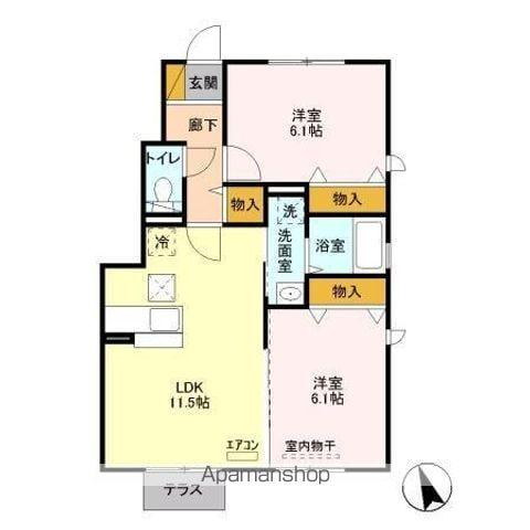 外房線 鎌取駅 徒歩7分 2階建 築16年(2LDK/1階)の間取り写真