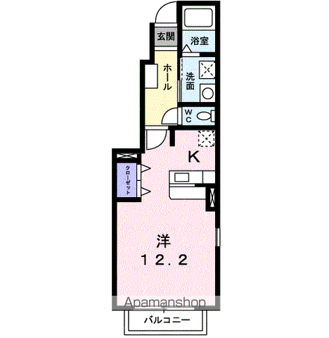 オオクラパートⅡ(ワンルーム/1階)の間取り写真