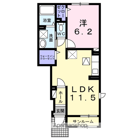 ガイア C(1LDK/1階)の間取り写真