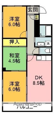 エミナンス竜美丘(3DK/1階)の間取り写真
