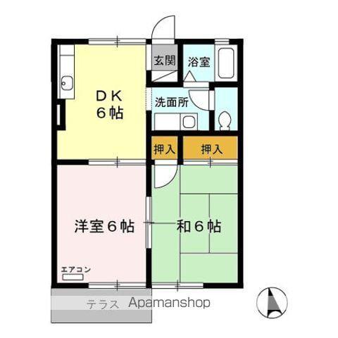リヴェールキャッスルC(2DK/1階)の間取り写真