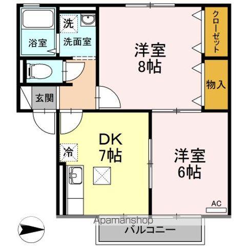 メゾン・ヴェール A棟(2DK/1階)の間取り写真