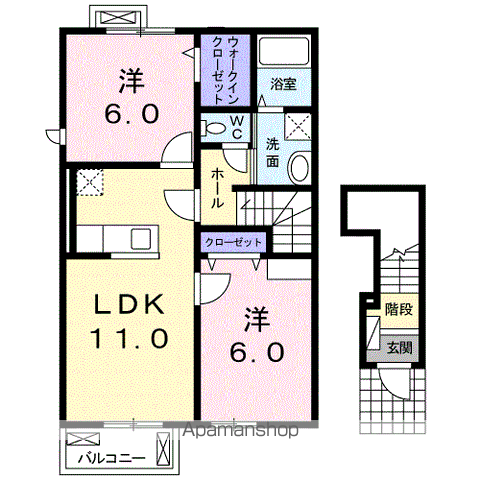 ラフドールB(2LDK/2階)の間取り写真