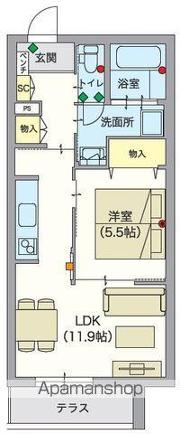 ヘーベルVILLAGE町屋(1LDK/1階)の間取り写真