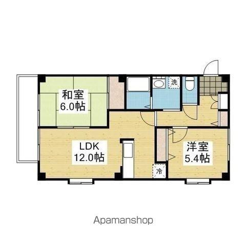 フォブール三笠B(2LDK/1階)の間取り写真