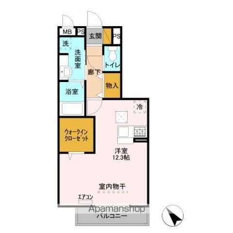 TRYALL(ワンルーム/1階)の間取り写真