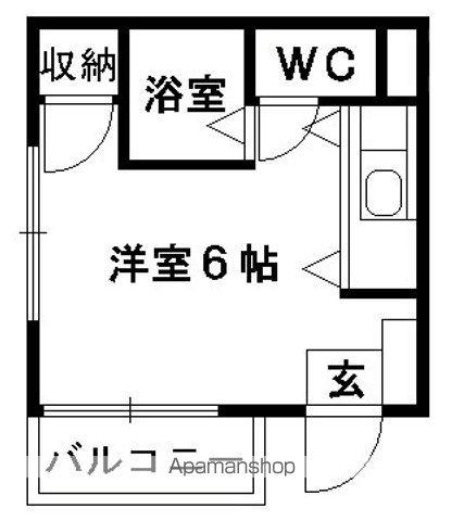 熊本県熊本市中央区 3階建 築30年(ワンルーム/3階)の間取り写真