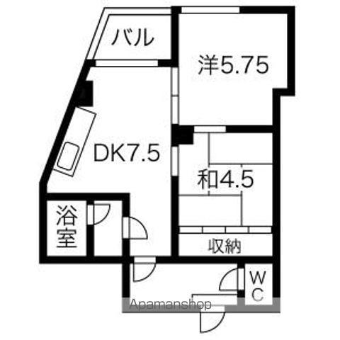 パークマンション(2DK/5階)の間取り写真