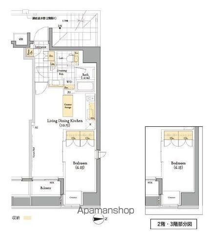 ザ・パークハビオ蔵前(1LDK/13階)の間取り写真