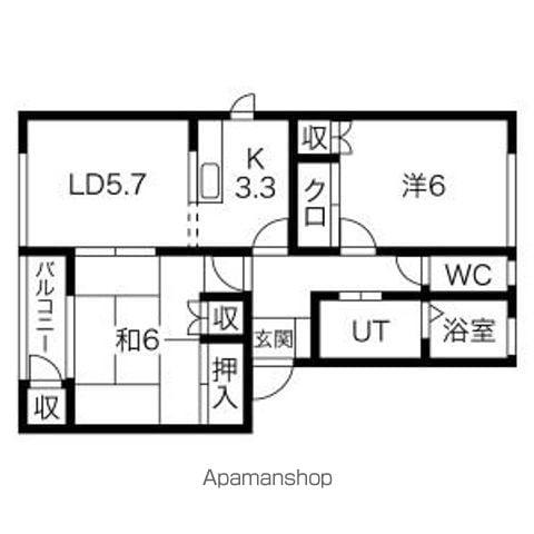 グランデ本館2番館(2LDK/2階)の間取り写真