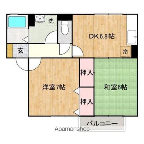 コーポWADAB棟(2DK/2階)の間取り写真