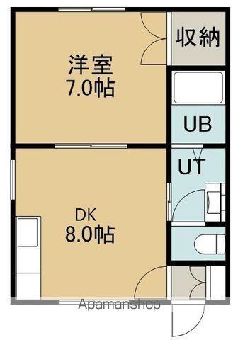 クレイドル鍛治(1DK/2階)の間取り写真