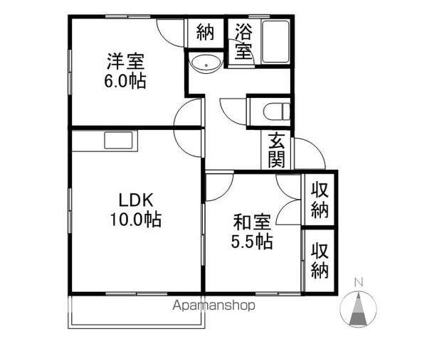 フェニックスコートA棟(2LDK/1階)の間取り写真