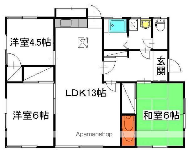 常磐線 勝田駅 徒歩48分 1階建 築45年(3LDK)の間取り写真