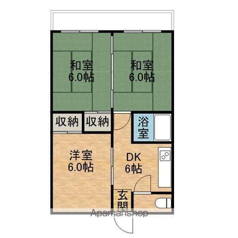六丁目ハイツ(3DK/4階)の間取り写真