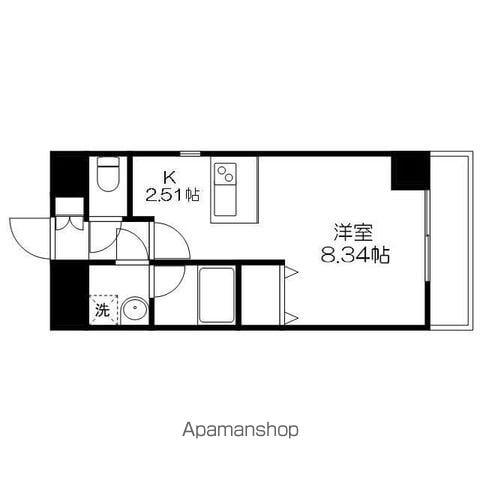 エンゼルプラザイースト1(1K/4階)の間取り写真