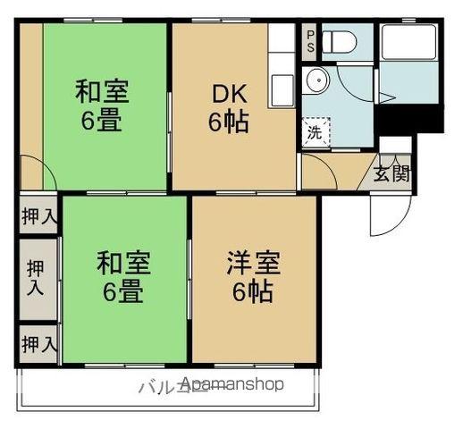 城北ハイツ(3DK/2階)の間取り写真