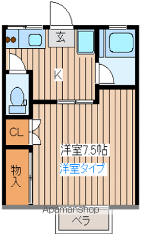 カーサ秀(1K/2階)の間取り写真