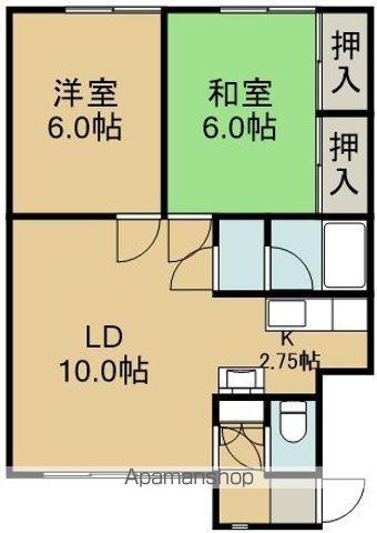 ベルビューラーⅡ(2LDK/2階)の間取り写真