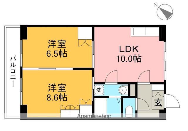 とさでん交通後免線 舟戸駅 徒歩6分 11階建 築34年(2LDK/6階)の間取り写真