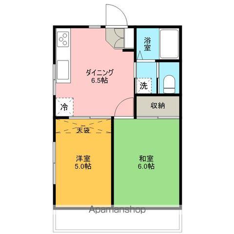 ルーミー甲府116号館(2DK/1階)の間取り写真