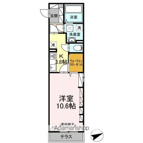 キャトルセゾン愛宕橋(1K/1階)の間取り写真