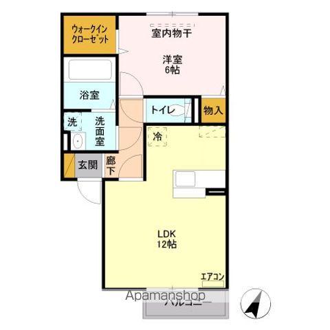 アステールⅡ A(1LDK/2階)の間取り写真