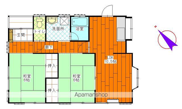 中央本線 竜王駅 徒歩32分 1階建 築30年(2LDK)の間取り写真