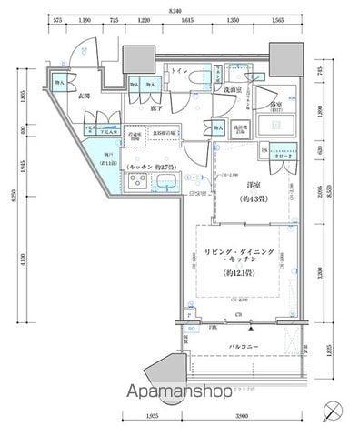 パークタワー勝どき サウス棟(1LDK/45階)の間取り写真