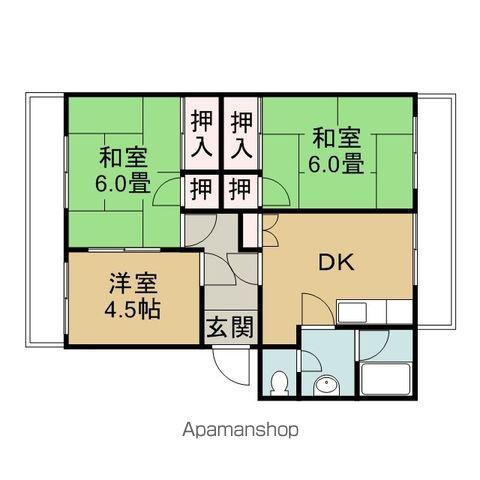 中寺ハイツI・Ⅱ(3DK/1階)の間取り写真