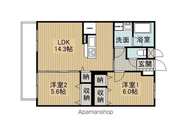 茅野テラスA棟(2LDK/1階)の間取り写真