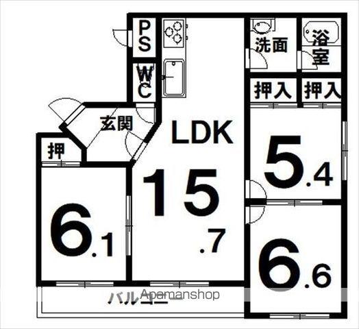 クレセール(3LDK/1階)の間取り写真
