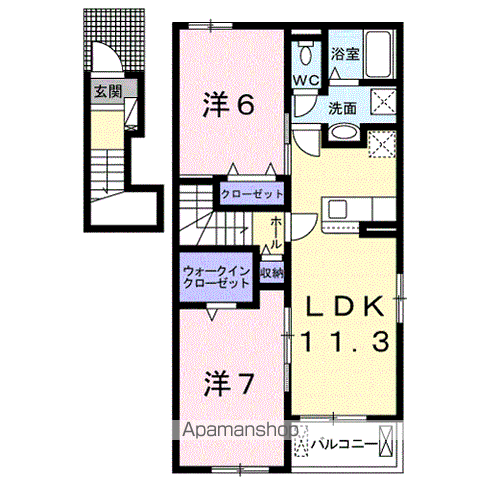 ソレイユNⅢ(2LDK/2階)の間取り写真