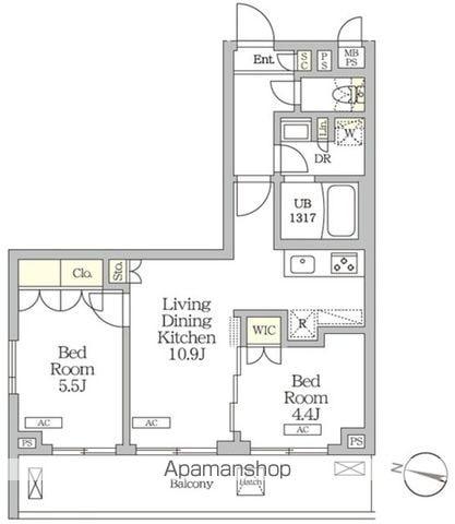 ミレーネ滝野川(2LDK/2階)の間取り写真
