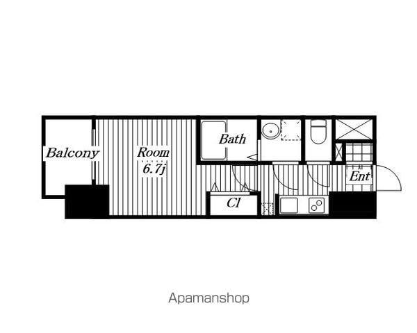 SーRESIDENCE茶屋ヶ坂 部屋あり(1K/7階)の間取り写真